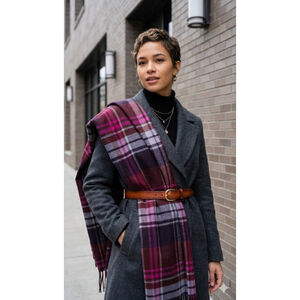 Women's GAP Plaid Scarf One Size Purple Pink